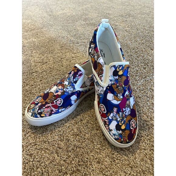 Disney Beauty and the Beast Men's Slip-On Sneakers Size 13 Blue - Picture 2 of 8